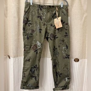 Democracy Olive Floral Cargo Pants